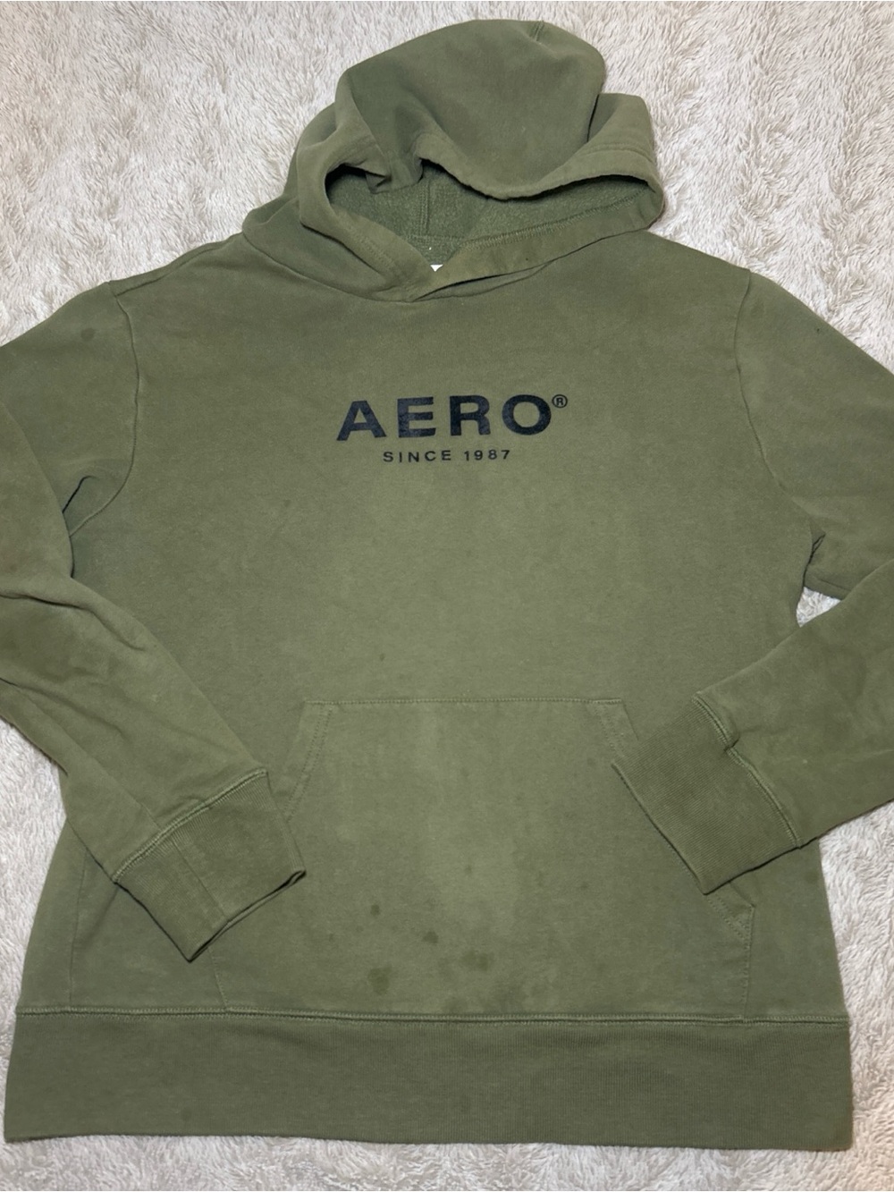 Aeropostale Olive Green Hooded Sweatshirt with Black Logo